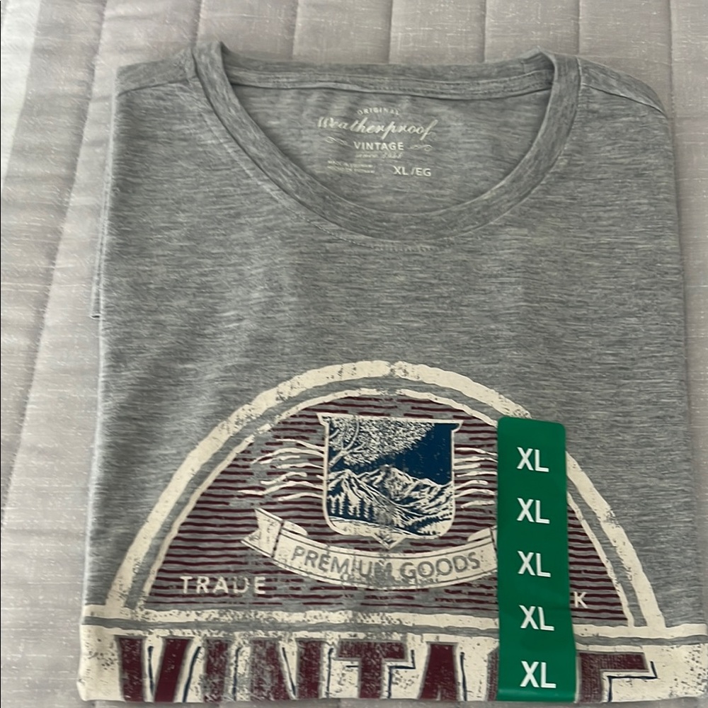 NWT Men's Weatherproof Vintage Gray T-Shirt Graphic DESIGN SIZE XL
